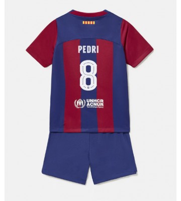 Barcelona Pedri Gonzalez #8 Hemmakläder Barn 2023-24 Kortärmad (+ Korta byxor)